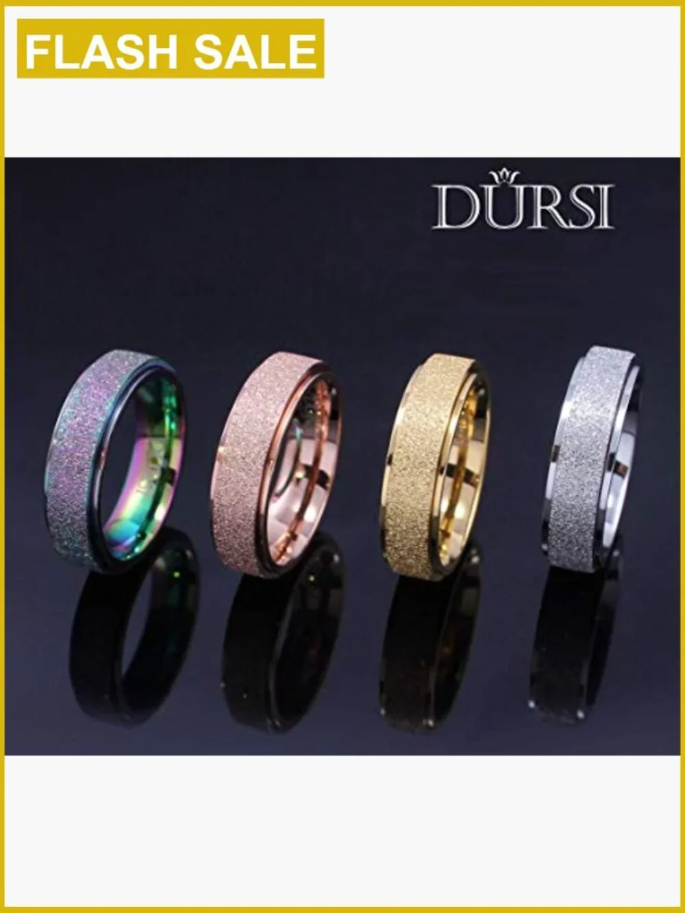 Spinner Fidget Ring for Anxiety Stainless Steel Sand Blast Finish 6MM 8MM